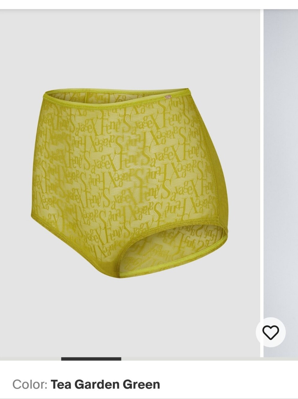 Savage X Fenty Signature Script Sleep Short in Tea Garden Green Small NEW
